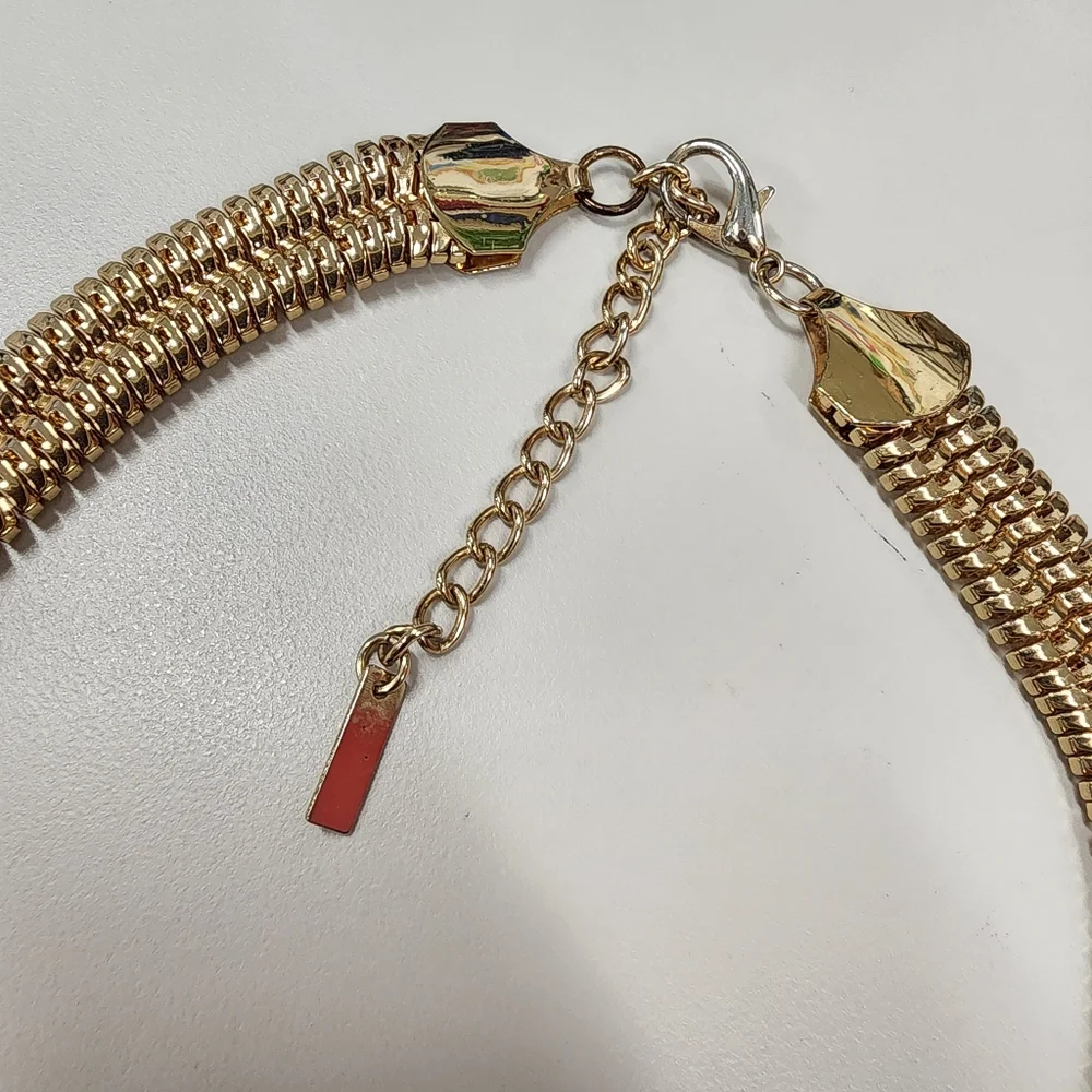 MIKA Chunky Gold-tone Statement Necklace Yellow Triangle Jewels Bold Bib Collar